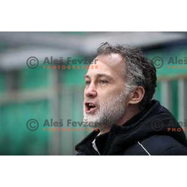 Jure Vnuk, head coach of SZ Olimpija in action during Alps League (AHL) ice hockey match between SZ Olimpija and Red Bulls 2 in Tivoli Hall, Ljubljana on January 5, 2019