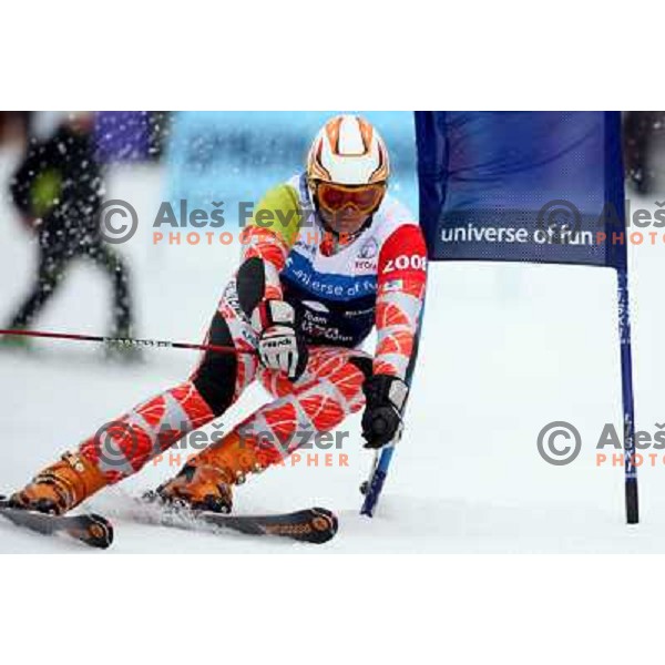 Bor Rojnik during first run of HIT Ski Legends Challenge by Jure Kosir in Kranjska gora, Slovenia 2.2.2008. Photo by Ales Fevzer 