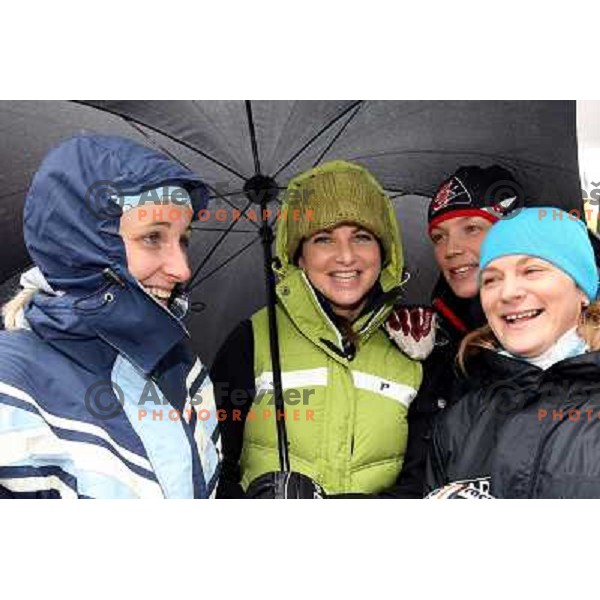 Koren, Pretnar, Bokal and Dovzan (left to right) before start of HIT Ski legends Challenge in Kranjska gora, Slovenia 2.2.2008. Photo by Ales Fevzer 