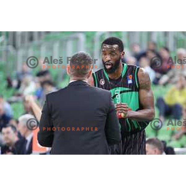 of Petrol Olimpija in action during ABA league basketball match between Petrol Olimpija and Mega Bamax in SRC Stozice, Ljubljana on January 13, 2019