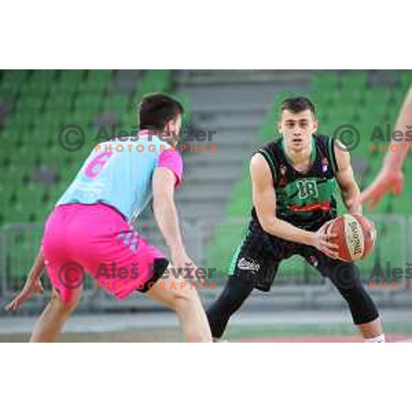 Roko Badzim of Petrol Olimpija in action during ABA league basketball match between Petrol Olimpija and Mega Bamax in SRC Stozice, Ljubljana on January 13, 2019