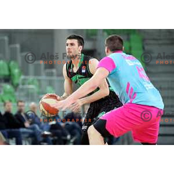 of Petrol Olimpija in action during ABA league basketball match between Petrol Olimpija and Mega Bamax in SRC Stozice, Ljubljana on January 13, 2019