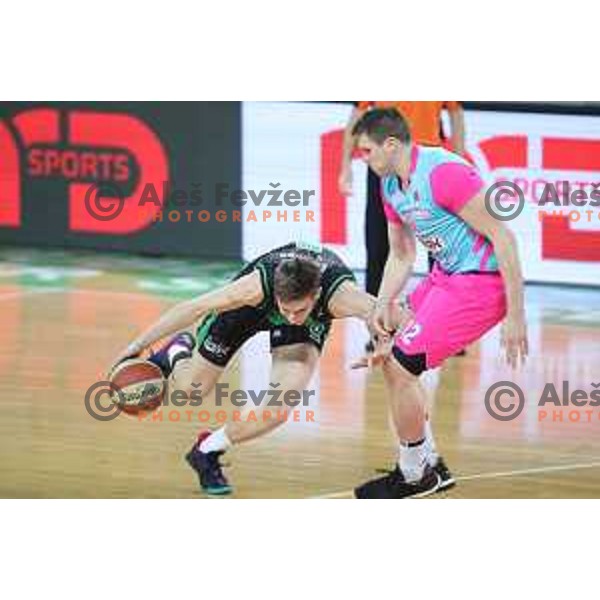 of Petrol Olimpija in action during ABA league basketball match between Petrol Olimpija and Mega Bamax in SRC Stozice, Ljubljana on January 13, 2019