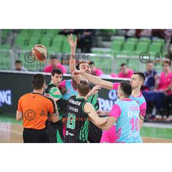 of Petrol Olimpija in action during ABA league basketball match between Petrol Olimpija and Mega Bamax in SRC Stozice, Ljubljana on January 13, 2019