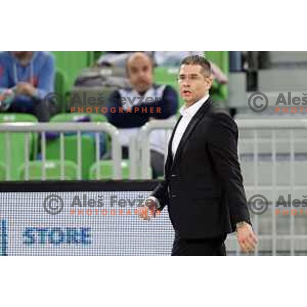 Sasa Nikitovic, head coach of Petrol Olimpija in action during ABA league basketball match between Petrol Olimpija and Mega Bamax in SRC Stozice, Ljubljana on January 13, 2019