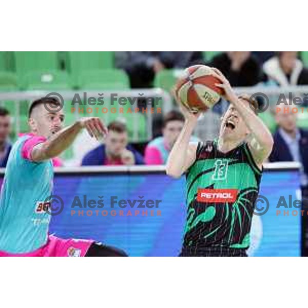 Miha Lapornik of Petrol Olimpija in action during ABA league basketball match between Petrol Olimpija and Mega Bamax in SRC Stozice, Ljubljana on January 13, 2019