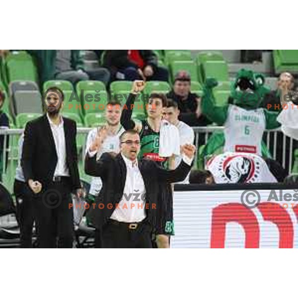 of Petrol Olimpija in action during ABA league basketball match between Petrol Olimpija and Mega Bamax in SRC Stozice, Ljubljana on January 13, 2019