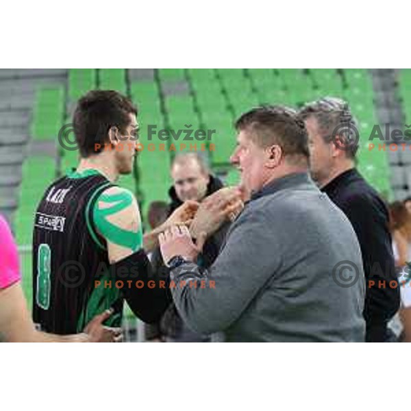 Aleksandar Lazic and Roman Lisac during ABA league basketball match between Petrol Olimpija and Mega Bamax in SRC Stozice, Ljubljana on January 13, 2019
