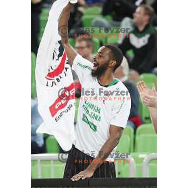 of Petrol Olimpija in action during ABA league basketball match between Petrol Olimpija and Mega Bamax in SRC Stozice, Ljubljana on January 13, 2019