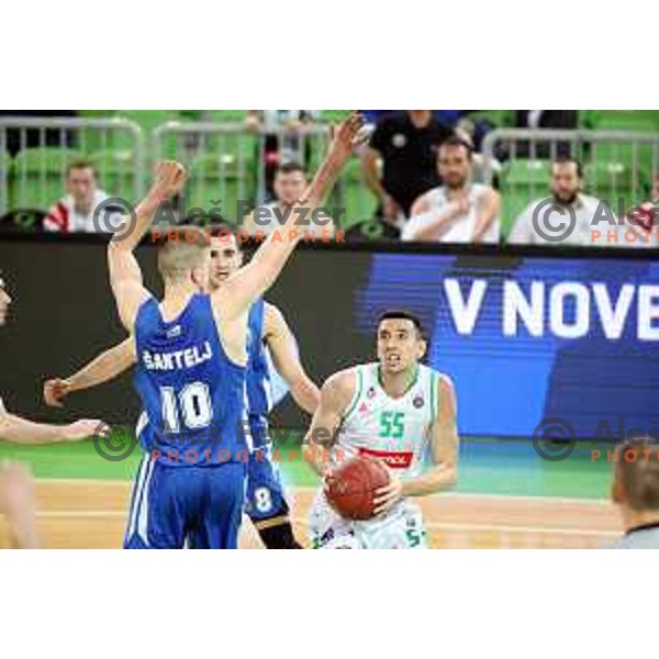 Erjon Kastrati in action during second leg of quarter-final of Spar Cup basketball match between Petrol Olimpija and Rogaska in SRC Stozice, Ljubljana on January 14, 2019