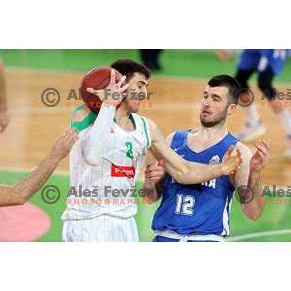 Aleksandar Lazic and Marko Pajic in action during second leg of quarter-final of Spar Cup basketball match between Petrol Olimpija and Rogaska in SRC Stozice, Ljubljana on January 14, 2019