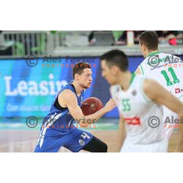 Zan Kosic in action during second leg of quarter-final of Spar Cup basketball match between Petrol Olimpija and Rogaska in SRC Stozice, Ljubljana on January 14, 2019