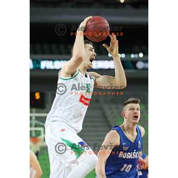 Marko Simonovic in action during second leg of quarter-final of Spar Cup basketball match between Petrol Olimpija and Rogaska in SRC Stozice, Ljubljana on January 14, 2019