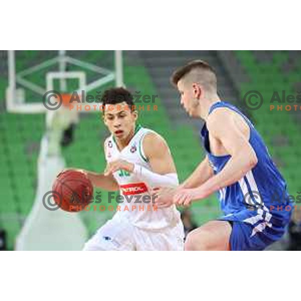 Issuf Sanon in action during second leg of quarter-final of Spar Cup basketball match between Petrol Olimpija and Rogaska in SRC Stozice, Ljubljana on January 14, 2019