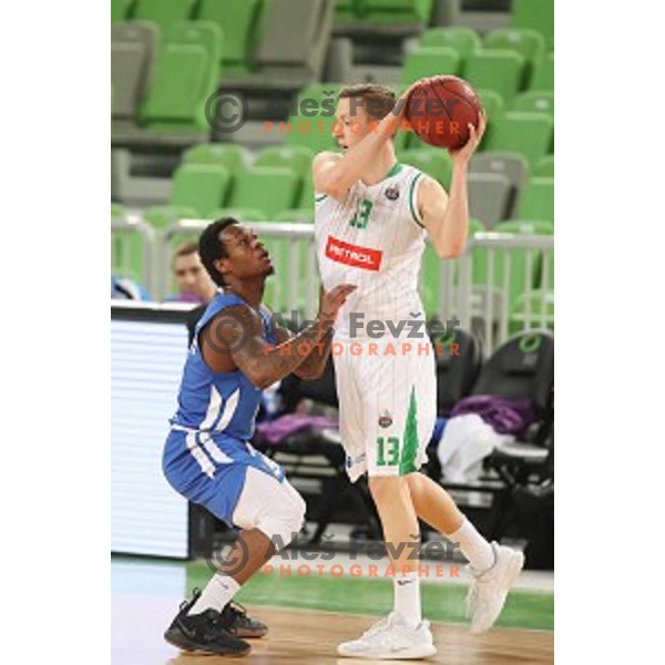 Miha Lapornik in action during second leg of quarter-final of Spar Cup basketball match between Petrol Olimpija and Rogaska in SRC Stozice, Ljubljana on January 14, 2019