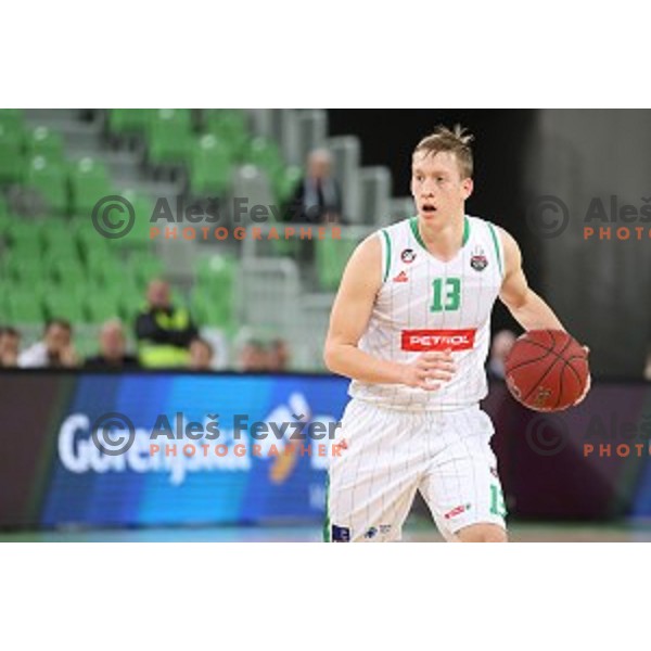 Miha Lapornik in action during second leg of quarter-final of Spar Cup basketball match between Petrol Olimpija and Rogaska in SRC Stozice, Ljubljana on January 14, 2019