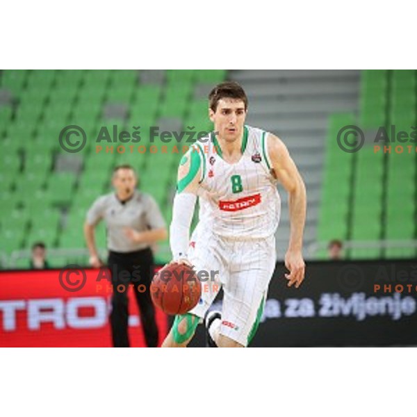 Aleksandar Lazic in action during second leg of quarter-final of Spar Cup basketball match between Petrol Olimpija and Rogaska in SRC Stozice, Ljubljana on January 14, 2019