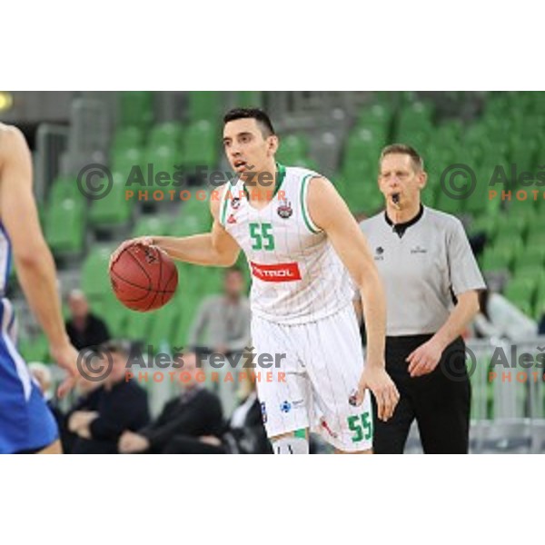 Erjon Kastrati in action during second leg of quarter-final of Spar Cup basketball match between Petrol Olimpija and Rogaska in SRC Stozice, Ljubljana on January 14, 2019