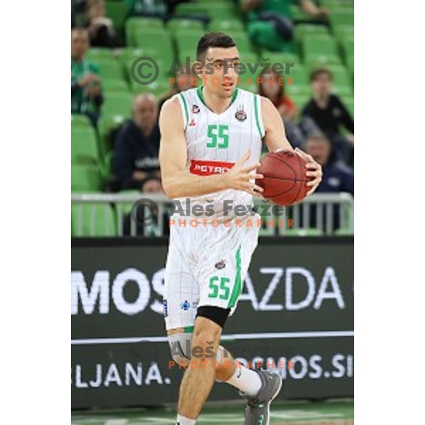 Erjon Kastrati in action during second leg of quarter-final of Spar Cup basketball match between Petrol Olimpija and Rogaska in SRC Stozice, Ljubljana on January 14, 2019