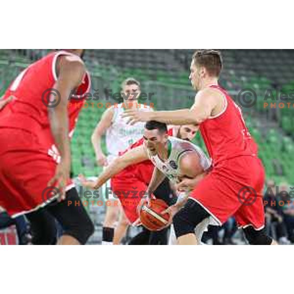 Jan Span of Petrol Olimpija in action during FIBA Champions League basketball match between Petrol Olimpija and Filou Oostende in Stozice Hall, Ljubljana on January 16, 2019