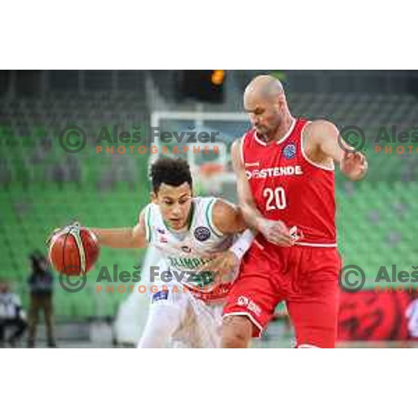 Issuf Sanon of Petrol Olimpija in action during FIBA Champions League basketball match between Petrol Olimpija and Filou Oostende in Stozice Hall, Ljubljana on January 16, 2019
