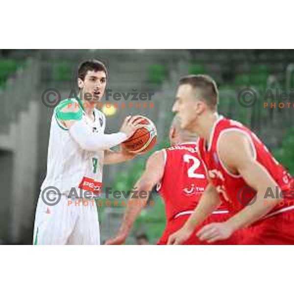 Aleksandar Lazic of Petrol Olimpija in action during FIBA Champions League basketball match between Petrol Olimpija and Filou Oostende in Stozice Hall, Ljubljana on January 16, 2019