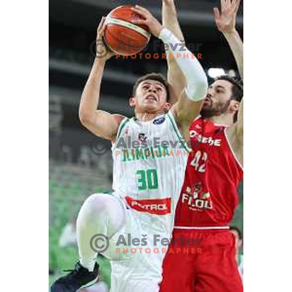 Issuf Sanon of Petrol Olimpija in action during FIBA Champions League basketball match between Petrol Olimpija and Filou Oostende in Stozice Hall, Ljubljana on January 16, 2019