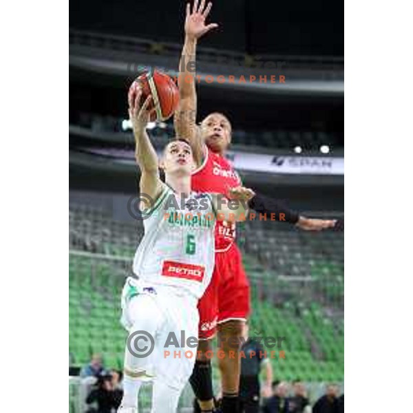 Jan Span of Petrol Olimpija in action during FIBA Champions League basketball match between Petrol Olimpija and Filou Oostende in Stozice Hall, Ljubljana on January 16, 2019