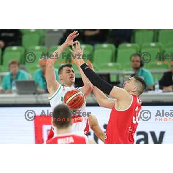 Roko Badzim of Petrol Olimpija in action during FIBA Champions League basketball match between Petrol Olimpija and Filou Oostende in Stozice Hall, Ljubljana on January 16, 2019