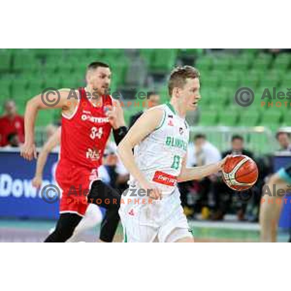 Miha Lapornik of Petrol Olimpija in action during FIBA Champions League basketball match between Petrol Olimpija and Filou Oostende in Stozice Hall, Ljubljana on January 16, 2019
