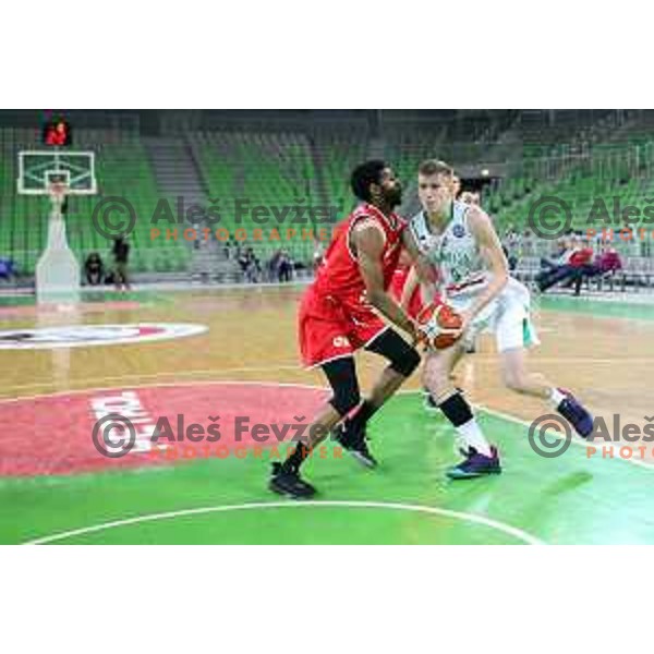 Luka Samanic of Petrol Olimpija in action during FIBA Champions League basketball match between Petrol Olimpija and Filou Oostende in Stozice Hall, Ljubljana on January 16, 2019