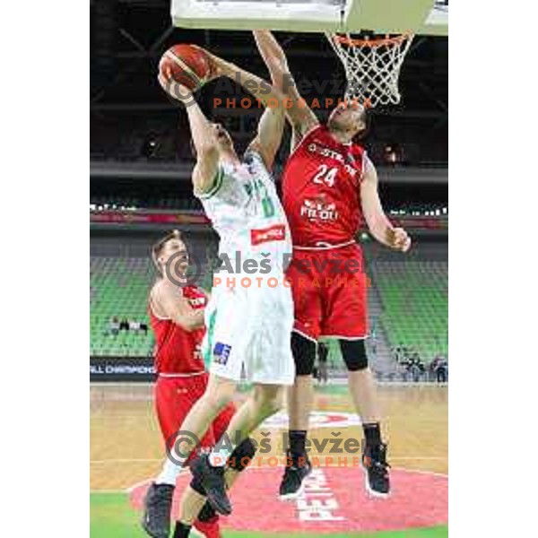 Marko Simonovic of Petrol Olimpija in action during FIBA Champions League basketball match between Petrol Olimpija and Filou Oostende in Stozice Hall, Ljubljana on January 16, 2019