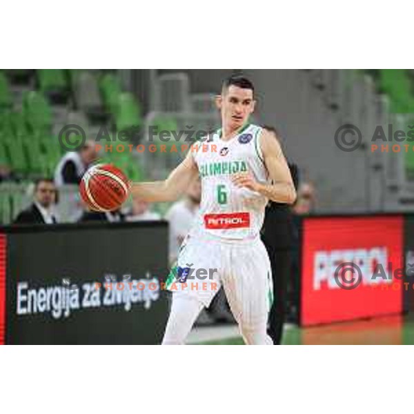 Jan Span of Petrol Olimpija in action during FIBA Champions League basketball match between Petrol Olimpija and Filou Oostende in Stozice Hall, Ljubljana on January 16, 2019