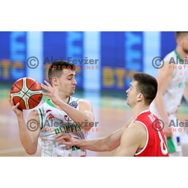 Roko Badzim of Petrol Olimpija in action during FIBA Champions League basketball match between Petrol Olimpija and Filou Oostende in Stozice Hall, Ljubljana on January 16, 2019