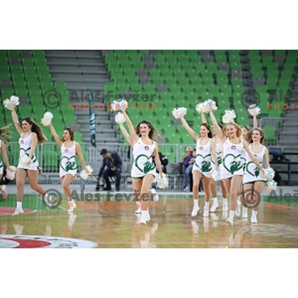 Green Ladies of Petrol Olimpija in action during FIBA Champions League basketball match between Petrol Olimpija and Filou Oostende in Stozice Hall, Ljubljana on January 16, 2019