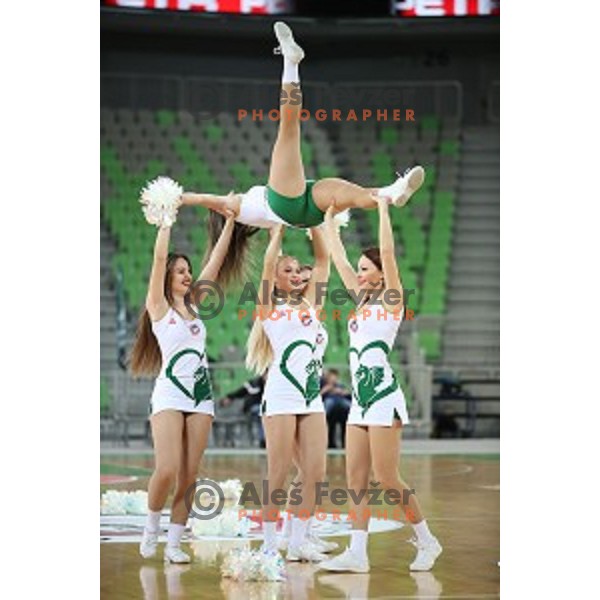 Green Ladies of Petrol Olimpija in action during FIBA Champions League basketball match between Petrol Olimpija and Filou Oostende in Stozice Hall, Ljubljana on January 16, 2019