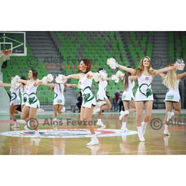 Green Ladies of Petrol Olimpija in action during FIBA Champions League basketball match between Petrol Olimpija and Filou Oostende in Stozice Hall, Ljubljana on January 16, 2019
