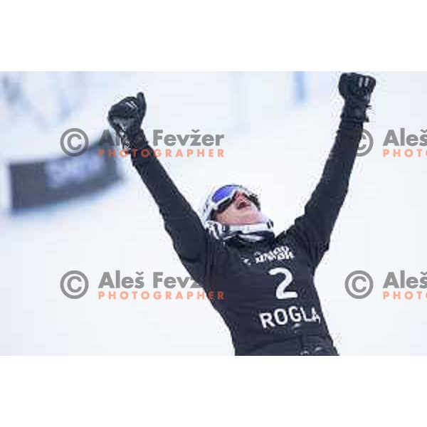 action during FIS World Cup Snowboard Parallel Giant Slalom at Rogla, Slovenia on January 19, 2019