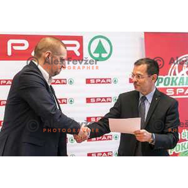 Matej Erjavec, president of KZS and Igor Mervic, general manager of Spar Slovenija at Spar Cup draw in Ljubljana on January 21, 2019