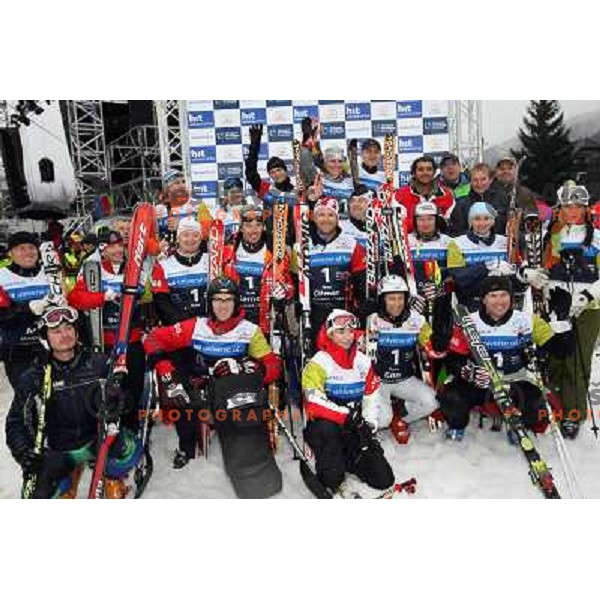 Legends at the end of HIT Ski Legends Challenge in Kranjska gora, Slovenia 2.2.2008. Photo by Ales Fevzer 