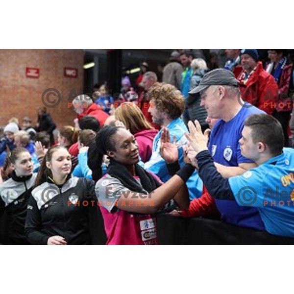action during Women\'s EHF Champions League match between Krim Mercator and Vipers Kristansand in Kodeljevo Hall, Ljubljana, Slovenia on January 26, 2019