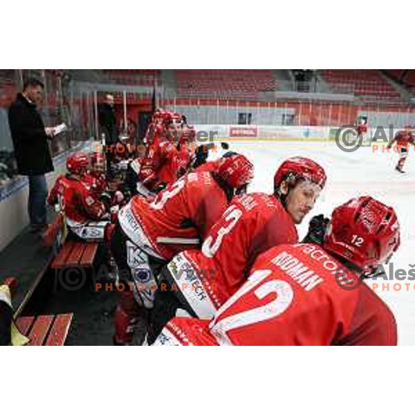 of Acroni Jesenice in action during Alps League ice-hockey match between Acroni Jesenice and Zeller in Podmezakla Hall, Jesenice, Slovenia on January 26, 2019