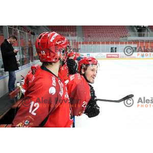 of Acroni Jesenice in action during Alps League ice-hockey match between Acroni Jesenice and Zeller in Podmezakla Hall, Jesenice, Slovenia on January 26, 2019