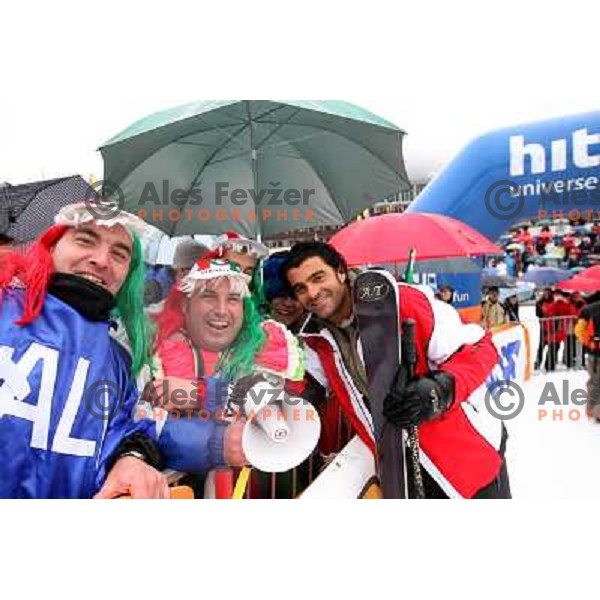 Alberto Tomba with his fans after HIT Ski Legends Challenge in Kranjska gora, Slovenia 2.2.2008. Photo by Ales Fevzer 