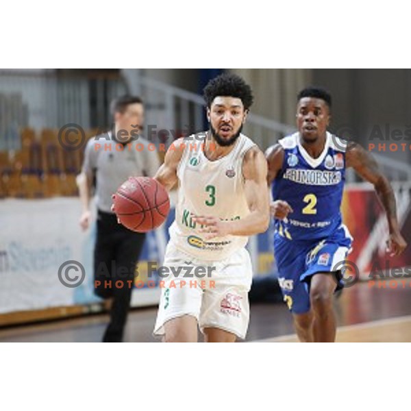 in action during Nova KBM League basketball match between Ilirija and Sixt Primorska in Tivoli Hall, Ljubljana on January 27, 2019