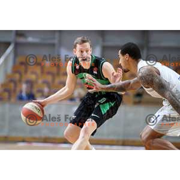 Miha Lapornik of Petrol Olimpija in action during ABA league basketball match between Petrol Olimpija and Buducnost in Tivoli Hall, Ljubljana on January 28, 2019
