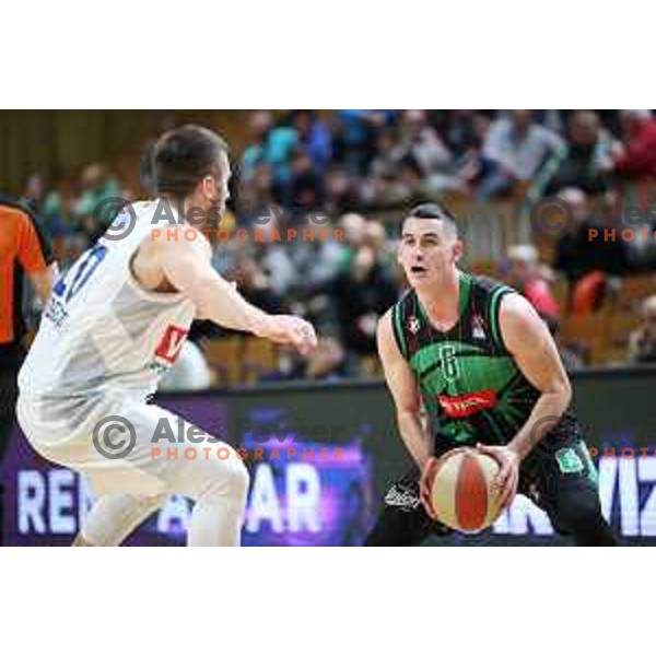 Jan Span of Petrol Olimpija in action during ABA league basketball match between Petrol Olimpija and Buducnost in Tivoli Hall, Ljubljana on January 28, 2019