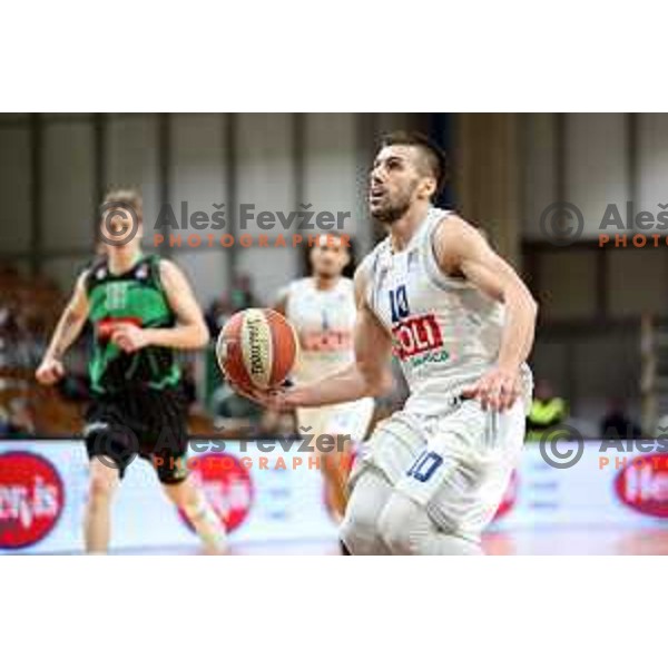 of Petrol Olimpija in action during ABA league basketball match between Petrol Olimpija and Buducnost in Tivoli Hall, Ljubljana on January 28, 2019