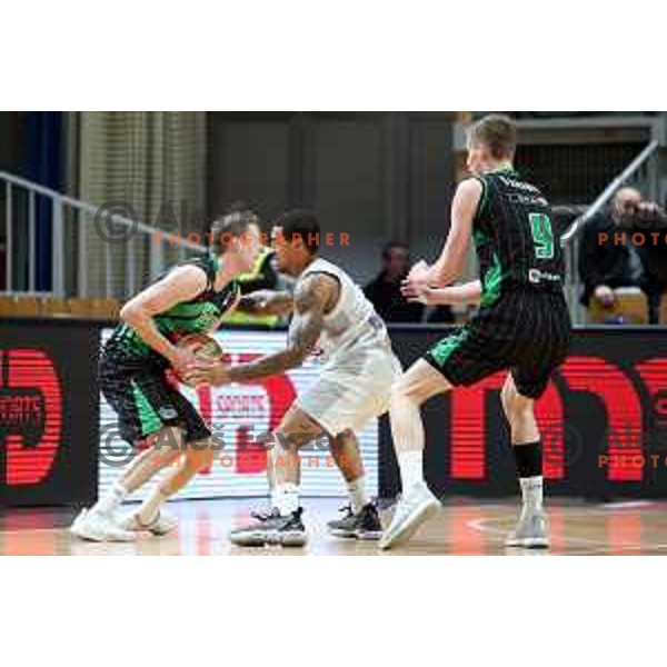 Miha Lapornik of Petrol Olimpija in action during ABA league basketball match between Petrol Olimpija and Buducnost in Tivoli Hall, Ljubljana on January 28, 2019