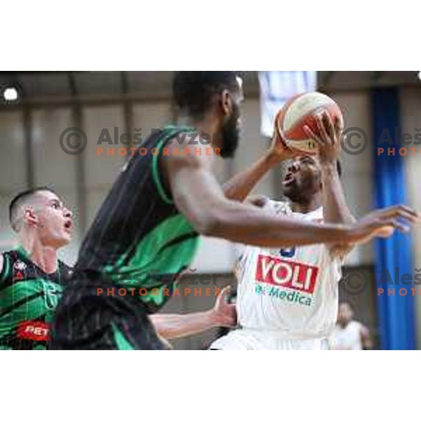 of Petrol Olimpija in action during ABA league basketball match between Petrol Olimpija and Buducnost in Tivoli Hall, Ljubljana on January 28, 2019
